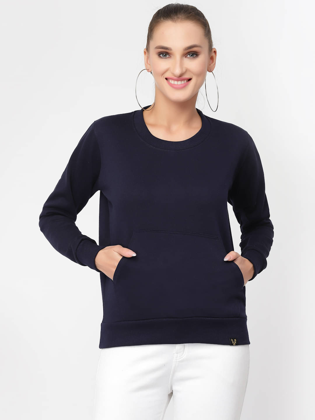 Uzarus Women Cotton Sweatshirt ( Navy )     			Uzarus Women Cotton Sweatshirt ( Navy )