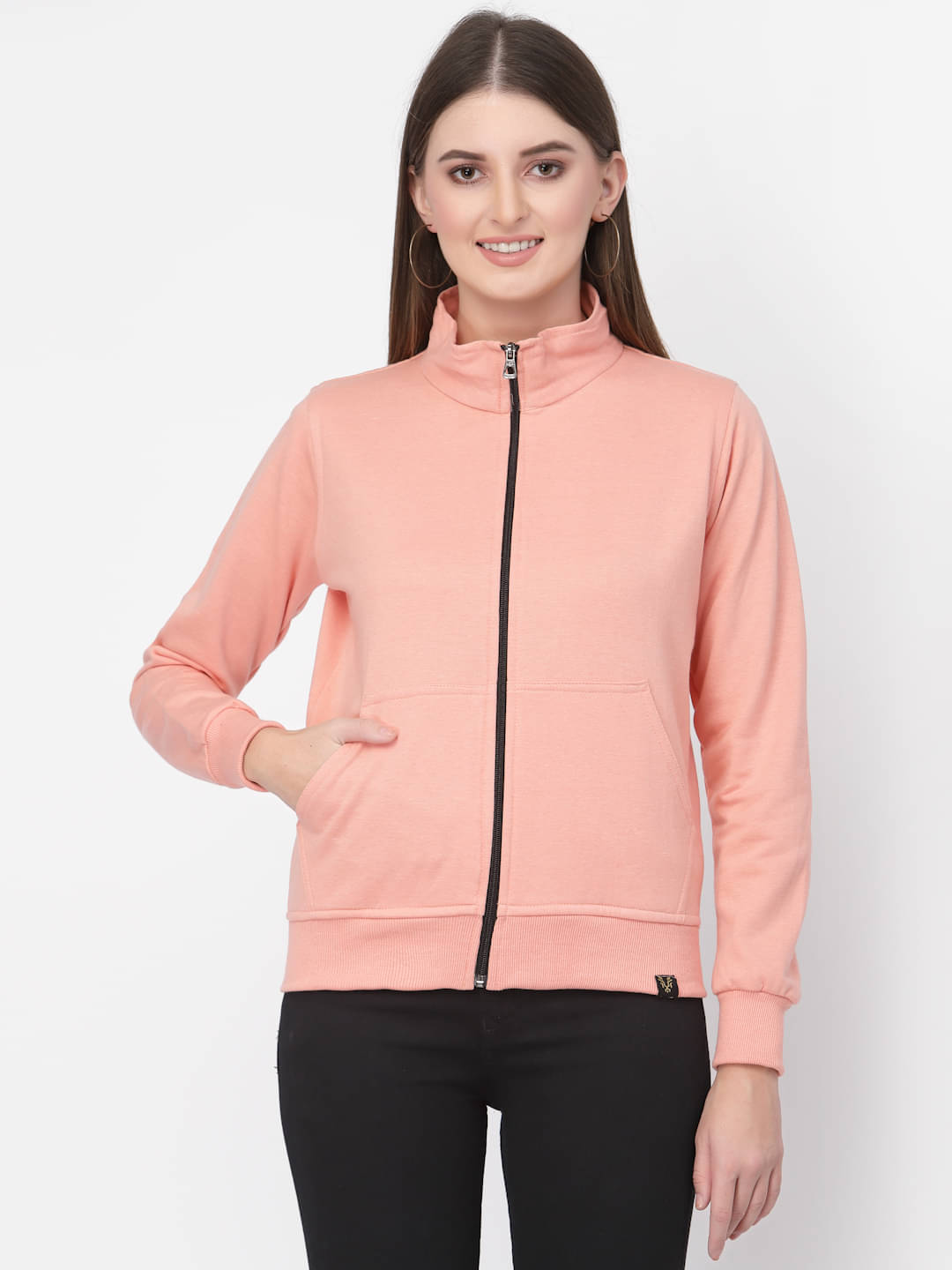 Uzarus Cotton Peach Zippered Sweatshirt Uzarus Cotton Peach Zippered Sweatshirt
