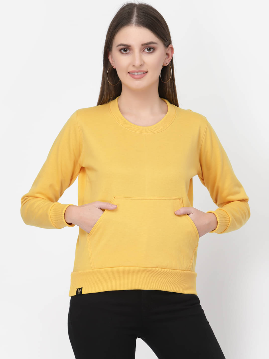 Uzarus Cotton Yellow Zippered Sweatshirt Uzarus Cotton Yellow Zippered Sweatshirt
