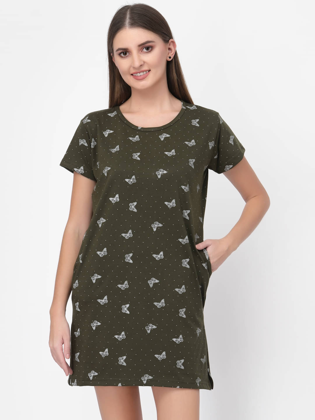 Uzarus Women Cotton Printed Regular Fit Round Neck T-Shirt ( Green ) Uzarus Women Cotton Printed Regular Fit Round Neck T-Shirt ( Green )