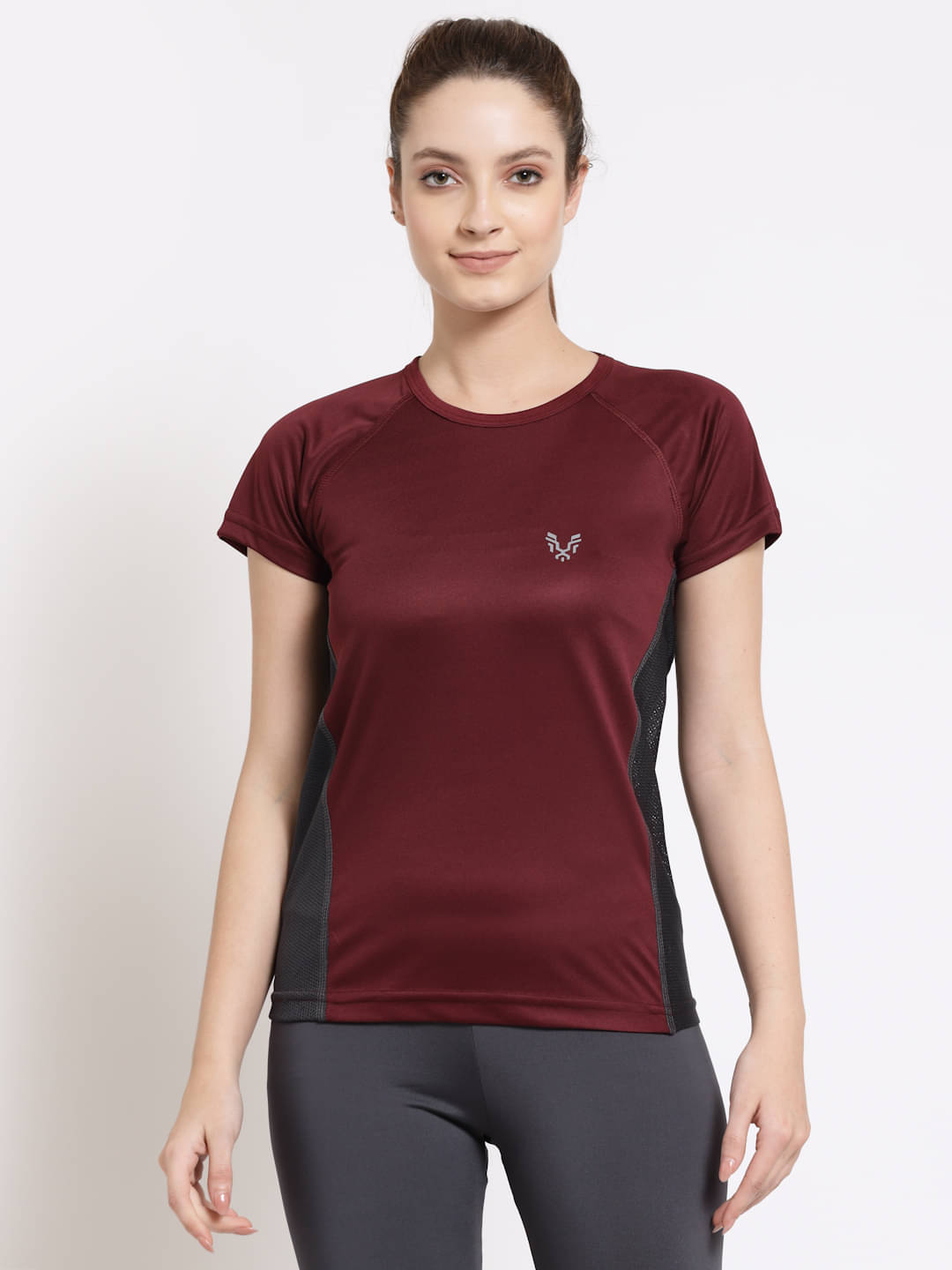     			Uzarus Maroon Polyester Tees - Single