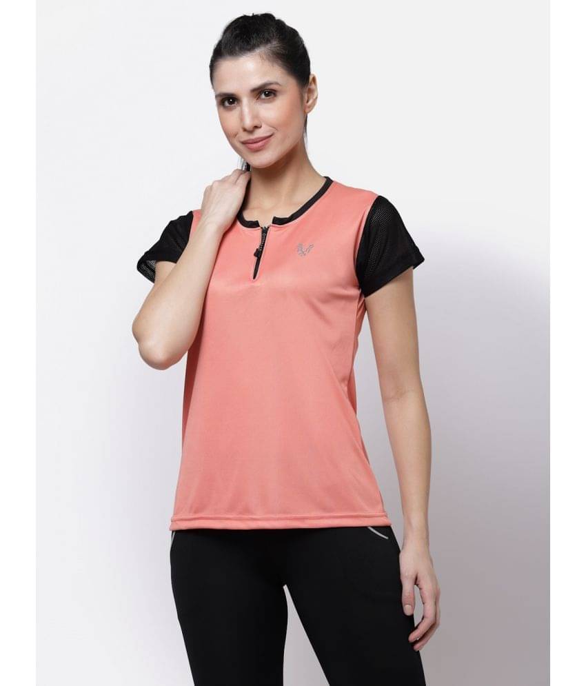     			Uzarus Peach Polyester Polos - Single