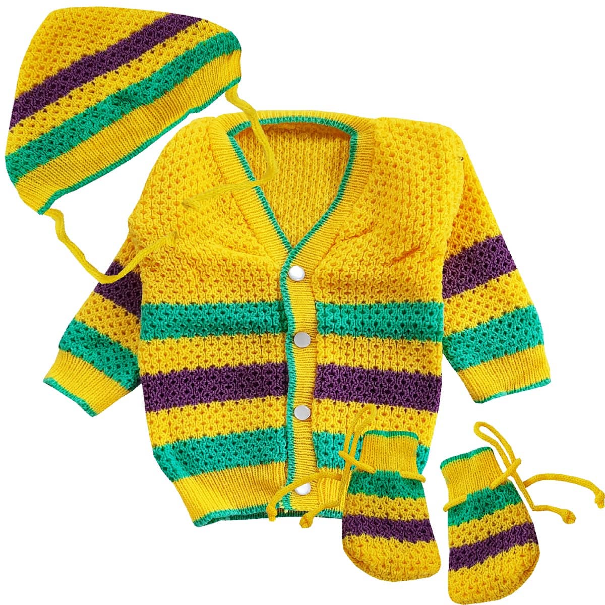 LITTLE PANDA Single Unisex for Baby Woollen Cardigans ( Yellow )