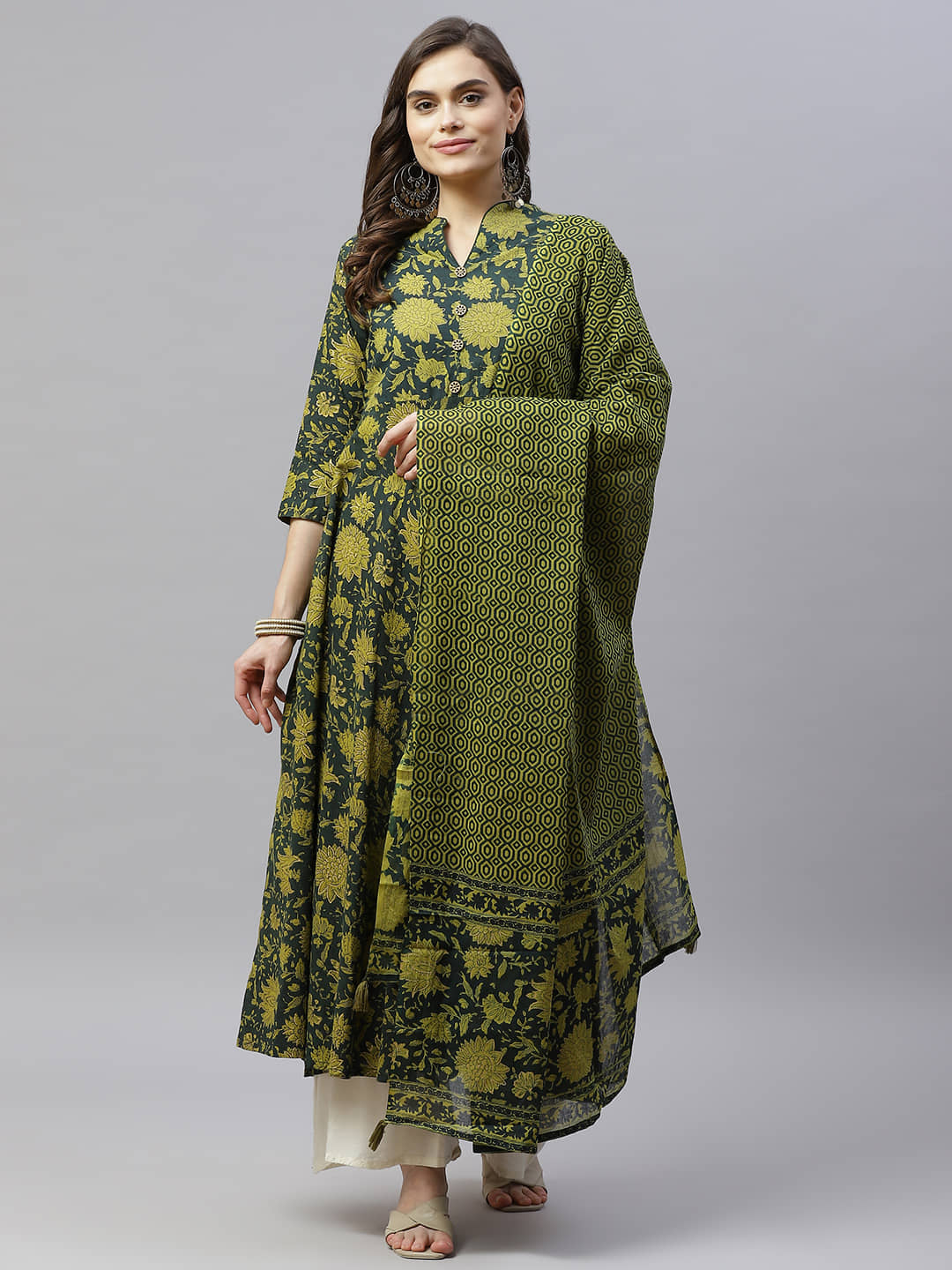 miravan - Green Cotton Women's Anarkali Kurti ( Pack of 1 ) - Kurtis, Tunics | Buy online on ZillyBuy