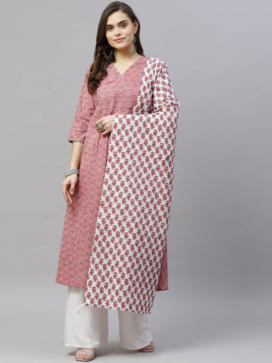     			miravan - Pink Cotton Women's Angrakha Kurti ( Pack of 1 )