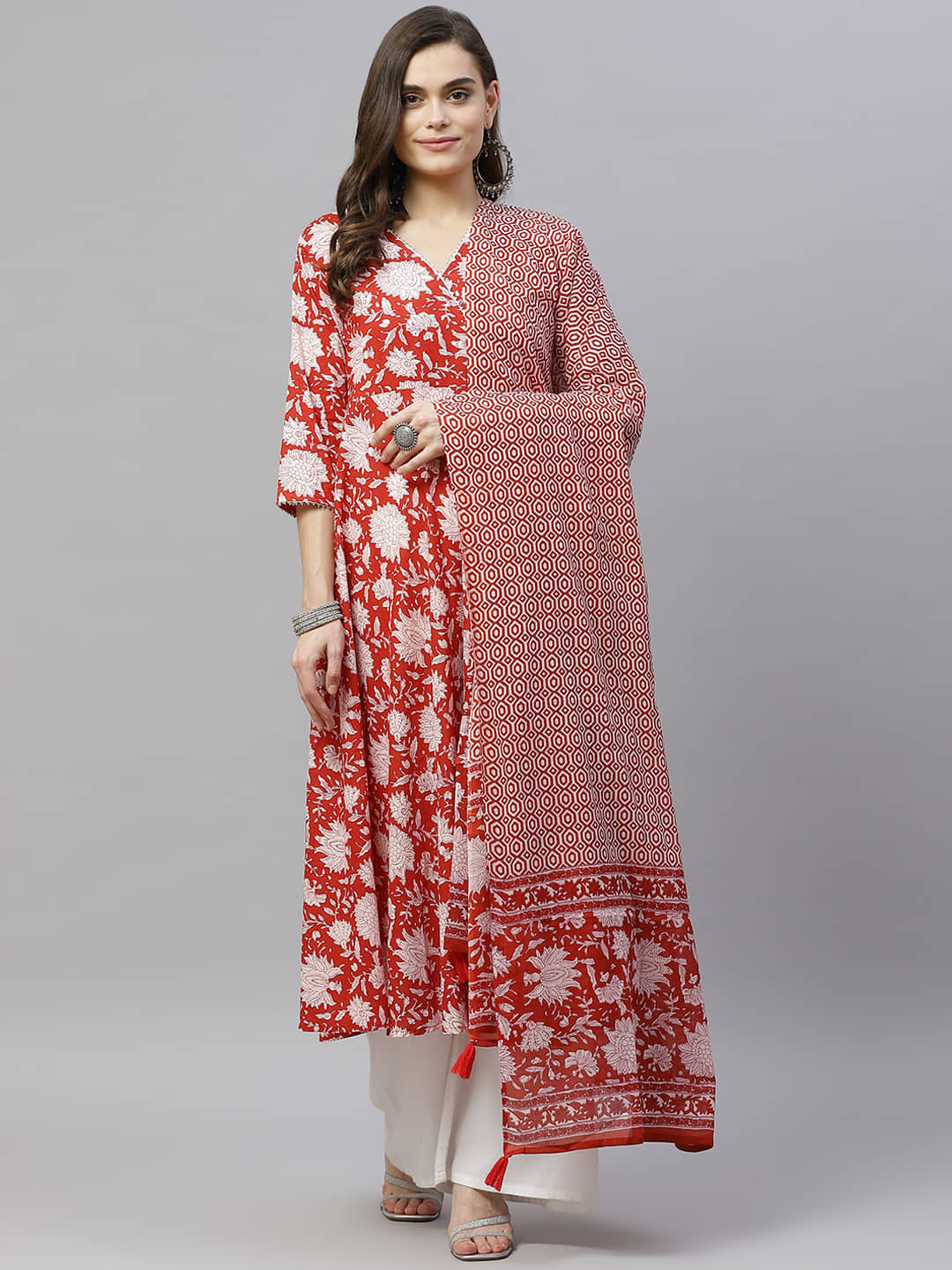 miravan - Red Cotton Women's Angrakha Kurti ( Pack of 1 ) - Kurtis, Tunics | Buy online on ZillyBuy