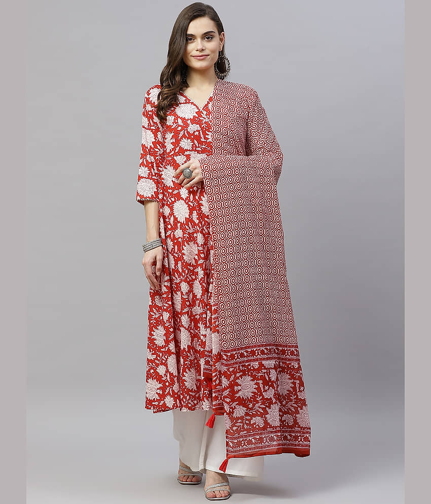 miravan - Red Cotton Women's Angrakha Kurti ( Pack of 1 ) - Kurtis, Tunics | Buy online on ZillyBuy