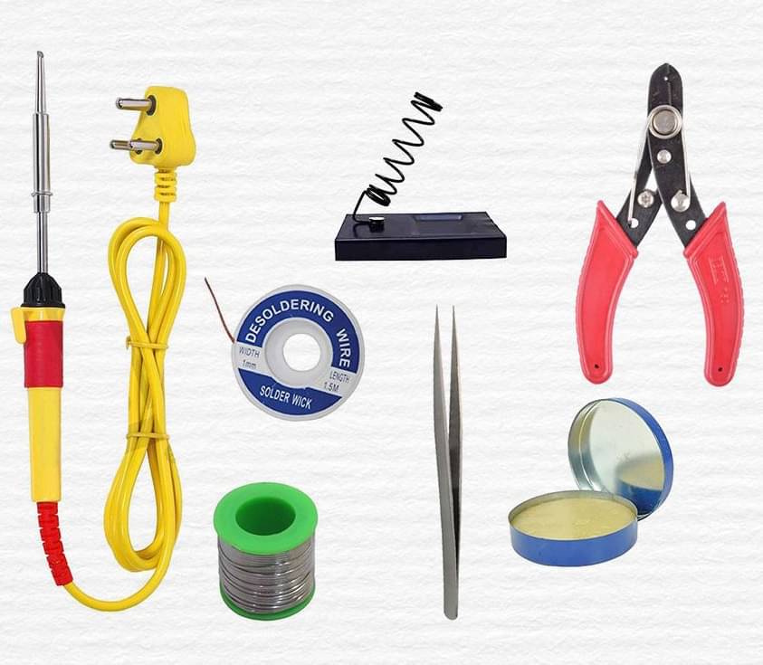     			Aldeco ( 7 in 1 ) Soldering Iron Kit For DIY/Craft Work with Wire, Flux, Wik, Stand, Cutter, Tweezer