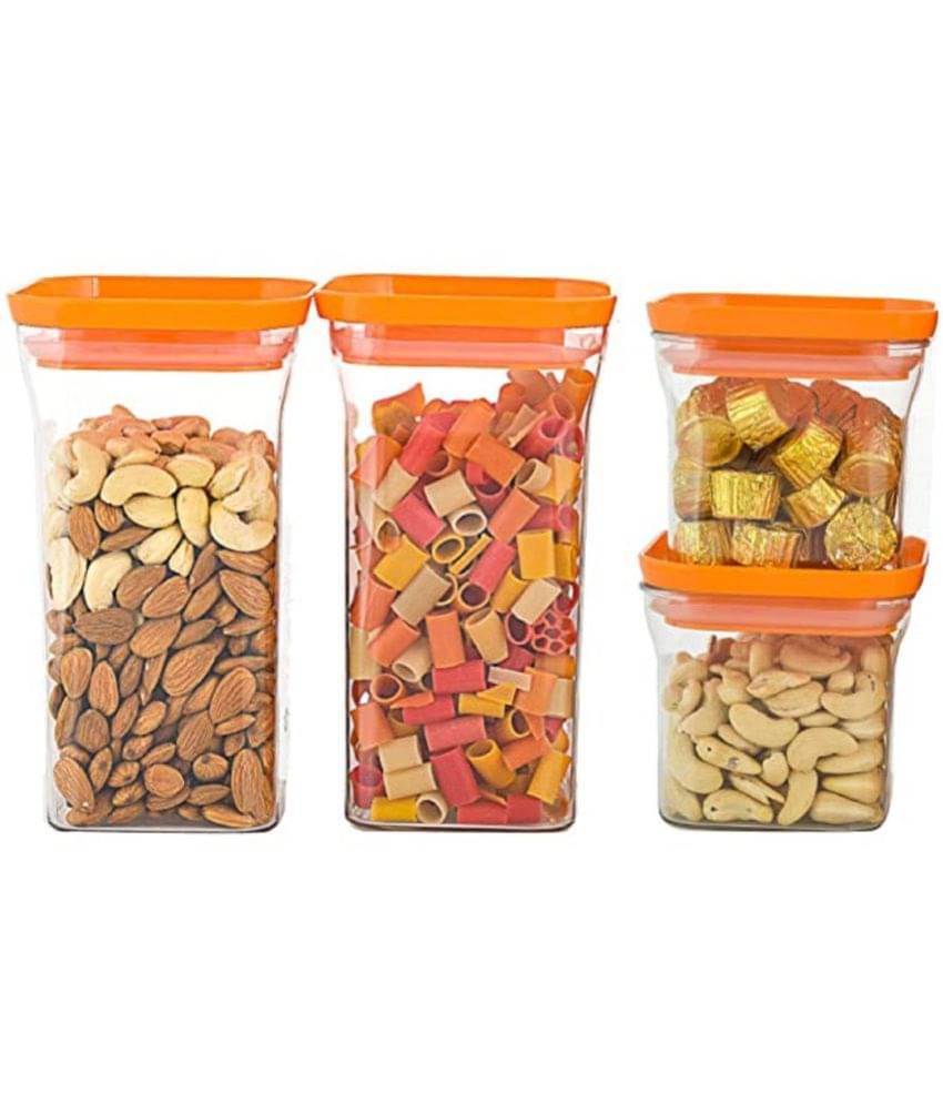 Analog kitchenware - Plastic Orange Dal Container ( Set of 4 - 1100 ) Analog kitchenware - Plastic Orange Dal Container ( Set of 4 - 1100 )