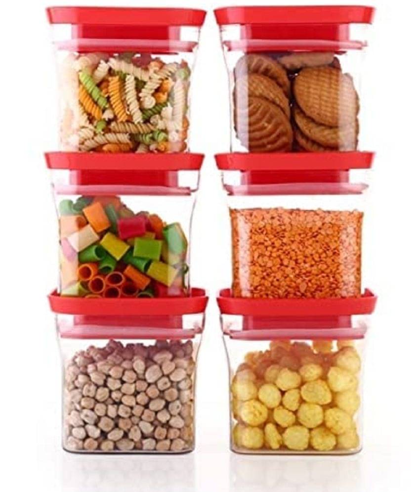 Analog kitchenware - Plastic Red Spice Container ( Set of 6 - 550 ) Analog kitchenware - Plastic Red Spice Container ( Set of 6 - 550 )