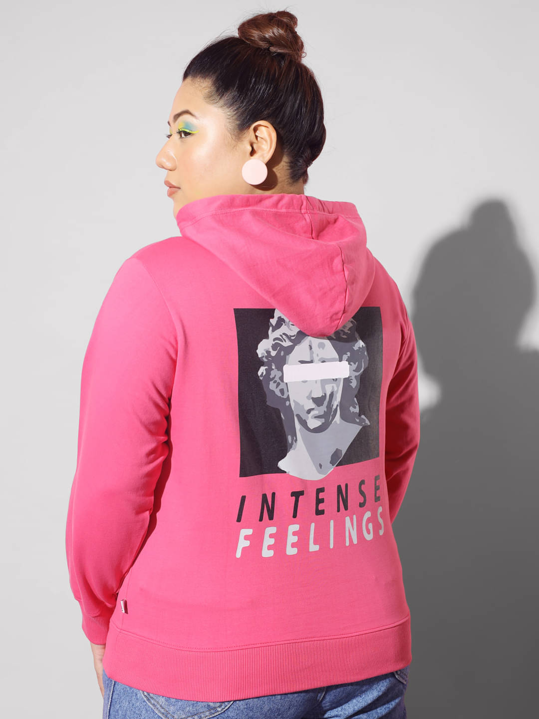 BEYOUND SIZE - THE DRY STATE Fleece Pink Hooded Sweatshirt BEYOUND SIZE - THE DRY STATE Fleece Pink Hooded Sweatshirt