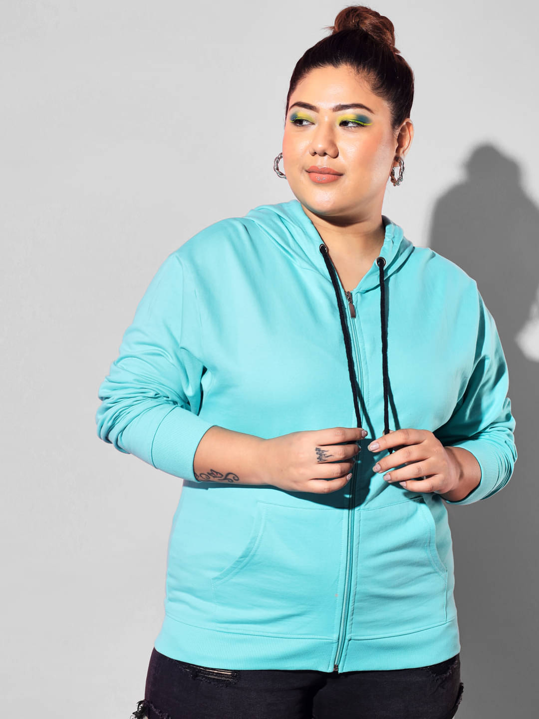     			BEYOUND SIZE - THE DRY STATE Fleece Blue Hooded Sweatshirt