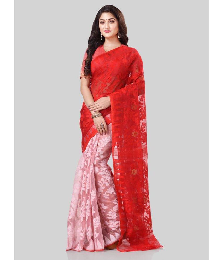     			Desh Bidesh Cotton Self Design Saree With Unstitched Blouse Piece ( Red )