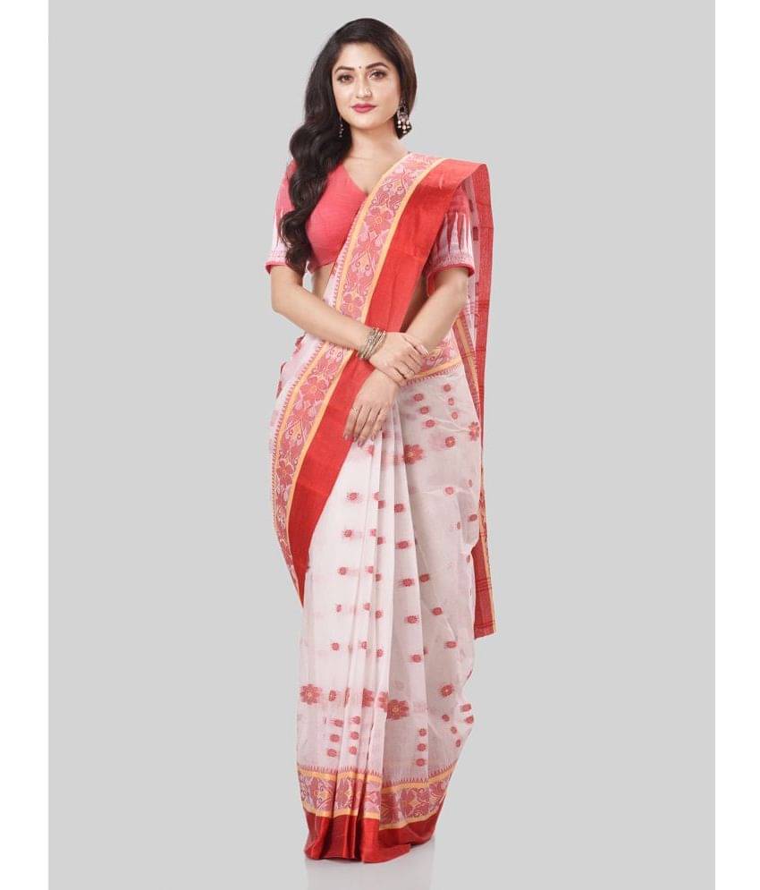 Desh Bidesh Cotton Self Design Saree With Unstitched Blouse Piece ( Red )     			Desh Bidesh Cotton Self Design Saree With Unstitched Blouse Piece ( Red )