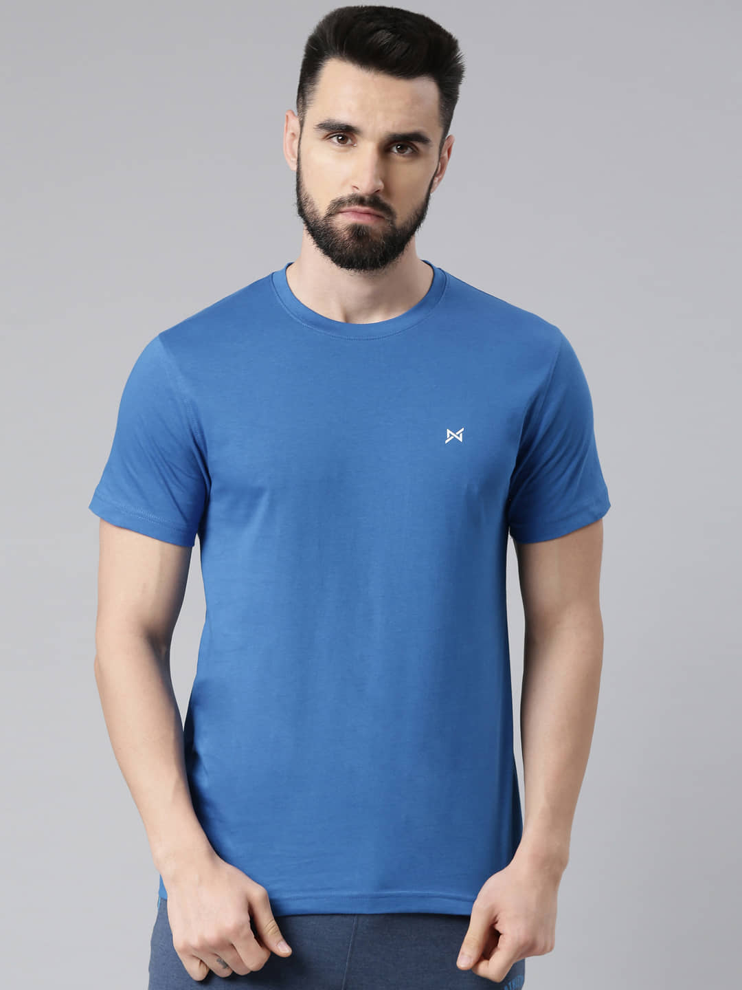 Force NXT Pack of 1 Cotton Regular Fit Men's T-Shirt ( Blue )