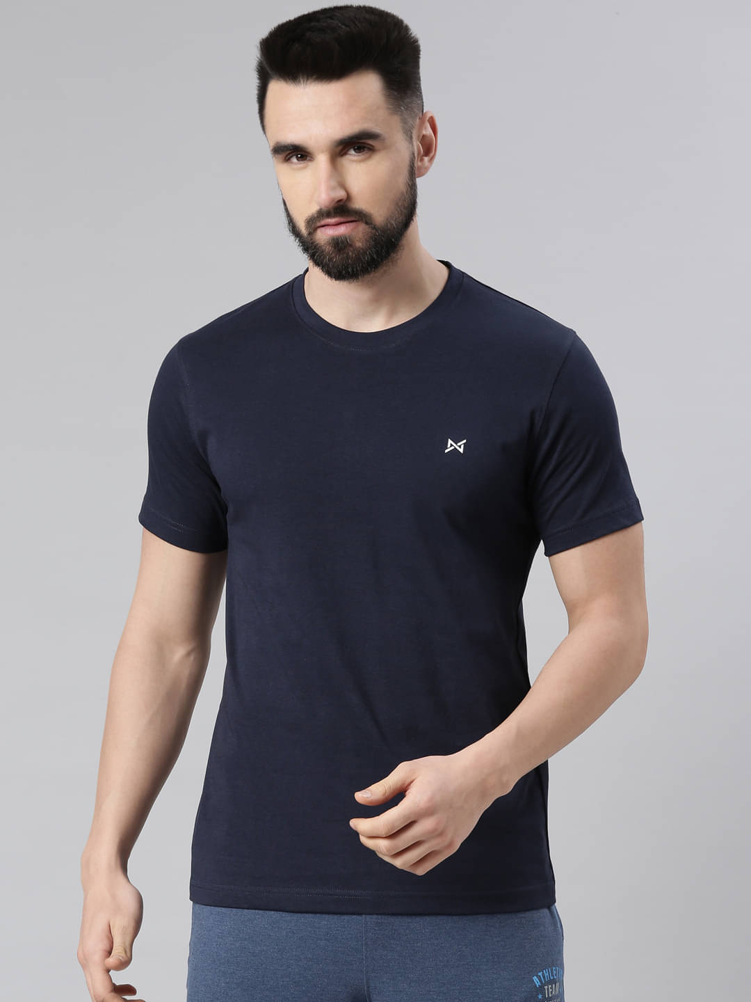     			Force NXT Pack of 1 100% Cotton Regular Fit Men's T-Shirt ( Navy )