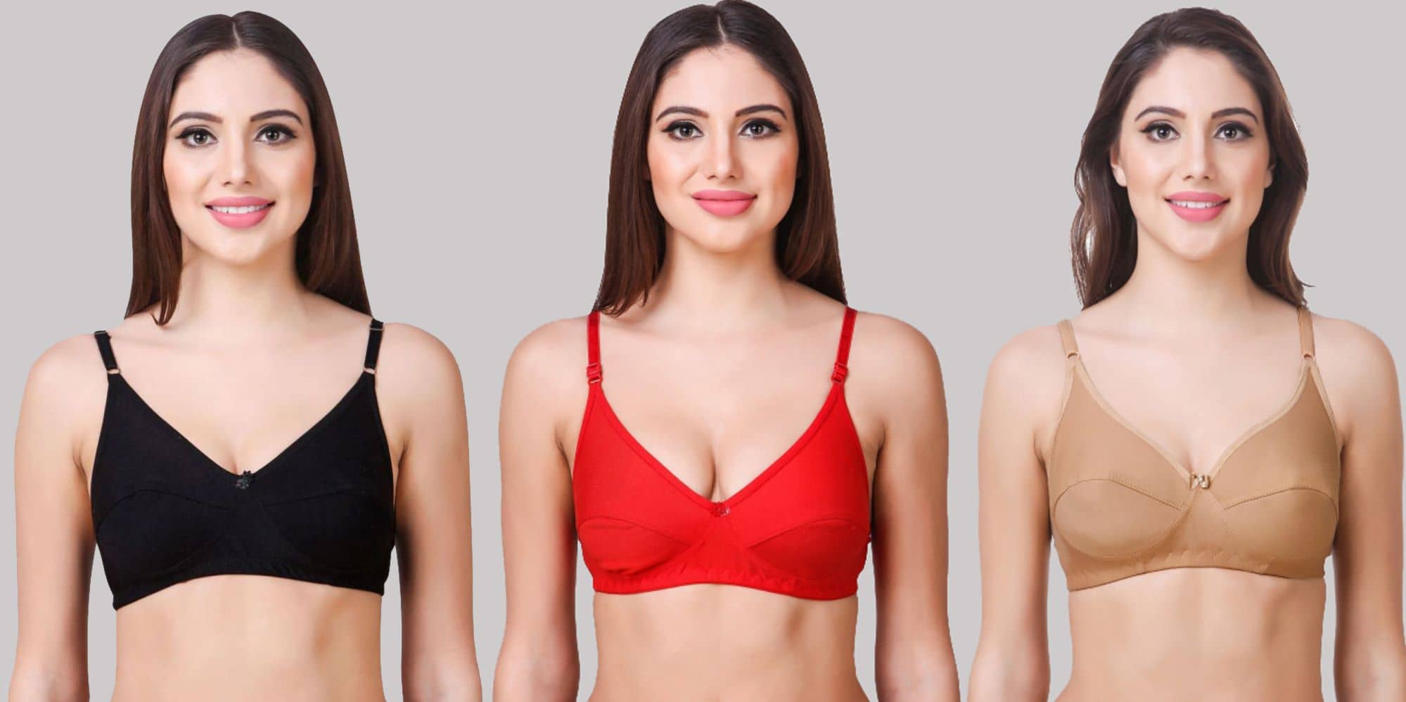 Kiran Enterprises Pack of 3 Cotton Blend Non Padded Women's Everyday Bra ( Multicolor )