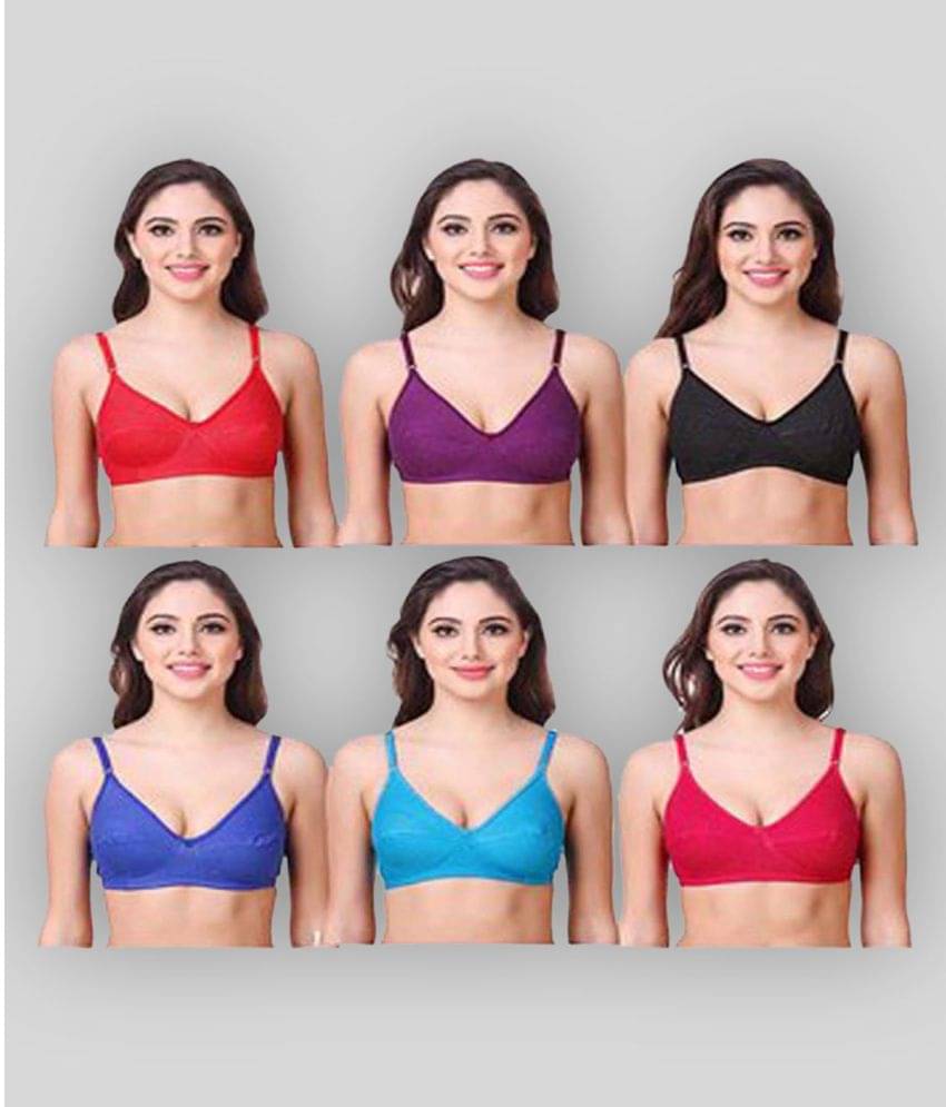 Kiran Enterprises Pack of 6 Net Non Padded Women's Everyday Bra ( Multicolor ) Kiran Enterprises Pack of 6 Net Non Padded Women's Everyday Bra ( Multicolor )
