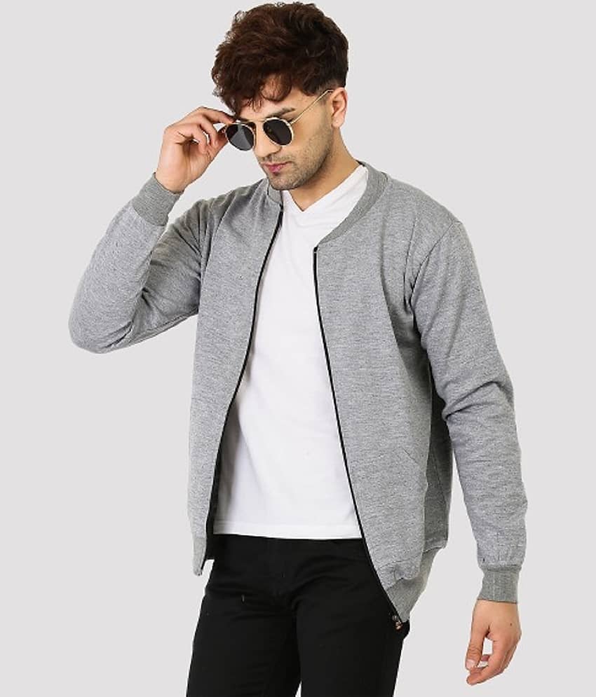 Leotude - Grey Fleece Regular Fit Men's Casual Jacket ( Pack of 1 ) - Jackets & Coats | Buy online on ZillyBuy