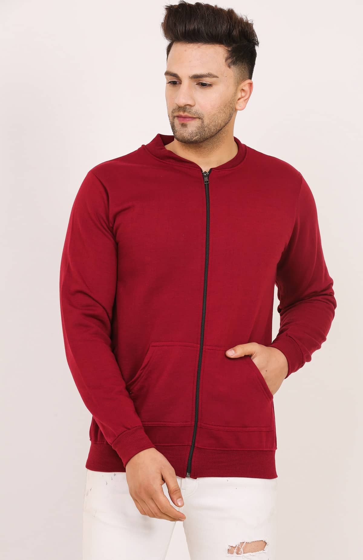 Leotude - Maroon Fleece Regular Fit Men's Casual Jacket ( Pack of 1 ) - Jackets & Coats | Buy online on ZillyBuy