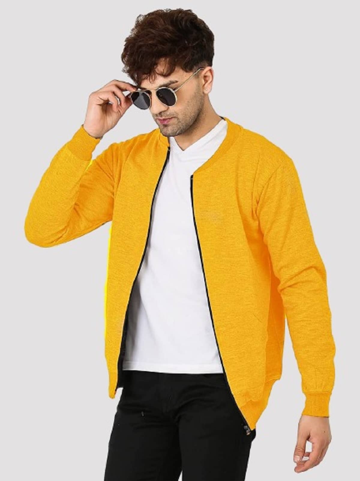 Leotude - Mustard Fleece Regular Fit Men's Casual Jacket ( Pack of 1 ) - Jackets & Coats | Buy online on ZillyBuy