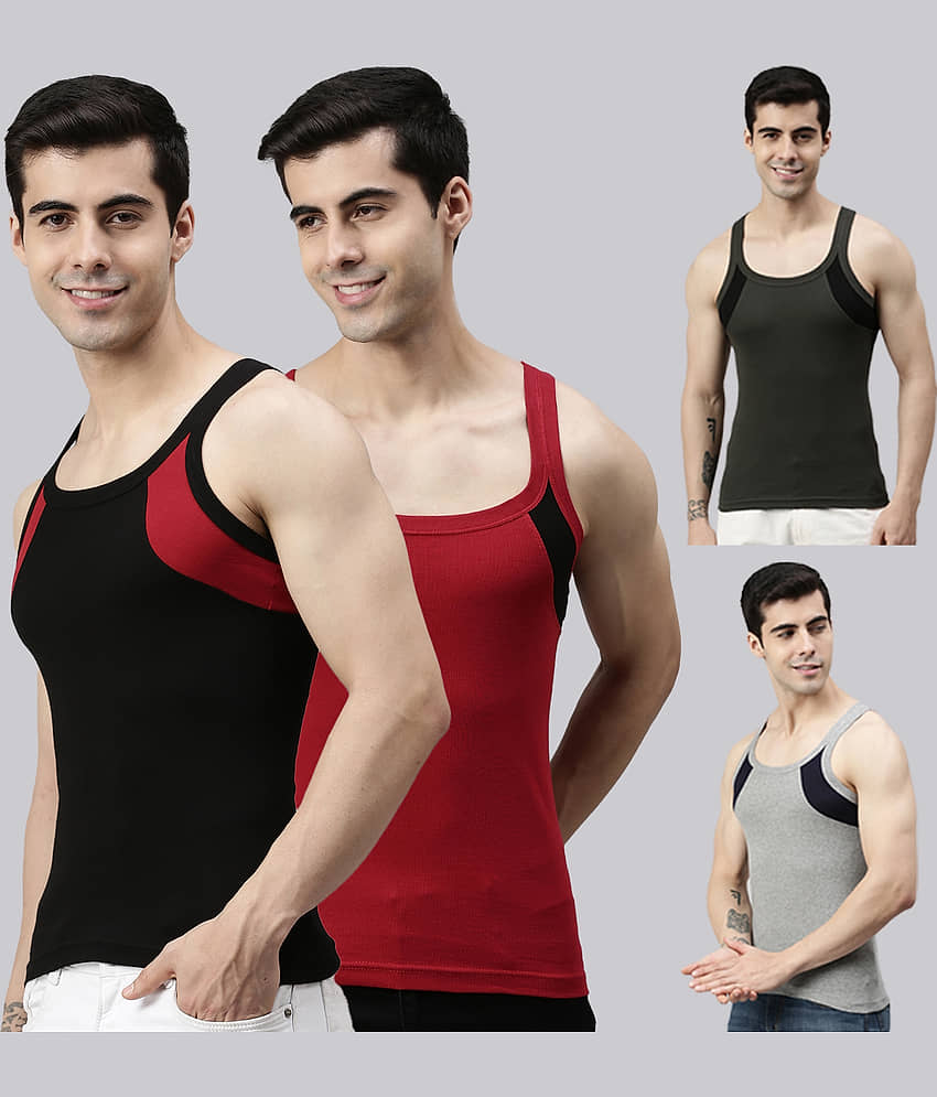 Pack of 4 Lux Cozi - Multi Cotton Men's Vest - Nightwear & Loungewear | Buy online on ZillyBuy
