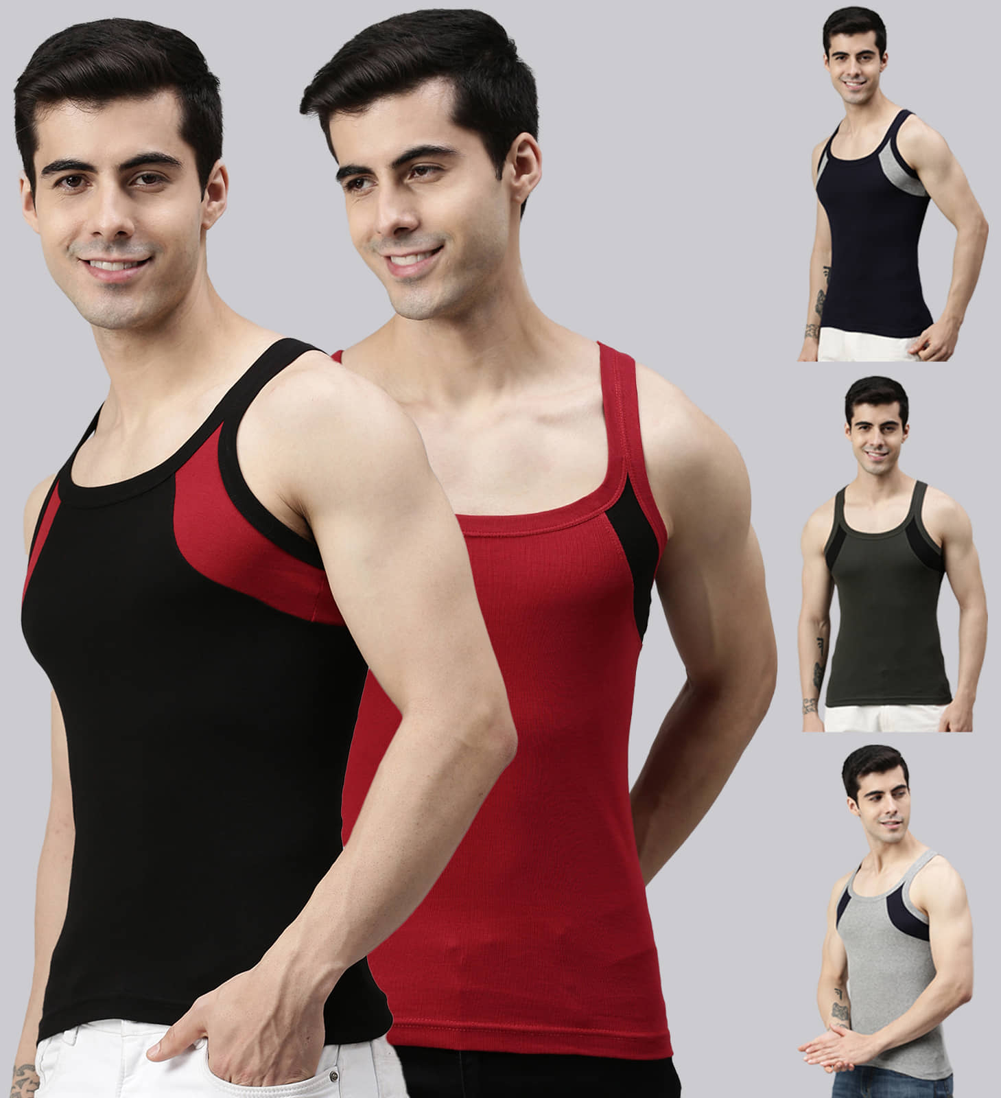 Pack of 5 Lux Cozi - Multi Cotton Men's Vest - Nightwear & Loungewear | Buy online on ZillyBuy