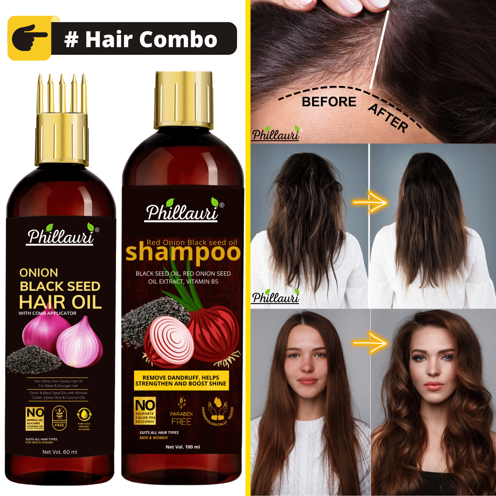 Phillauri Anti Hair Fall Spa Range with Onion Hair Oil (60 ML) + Onion Shampoo (100 ML) for Hair Fall Control  (2 Items in the set)