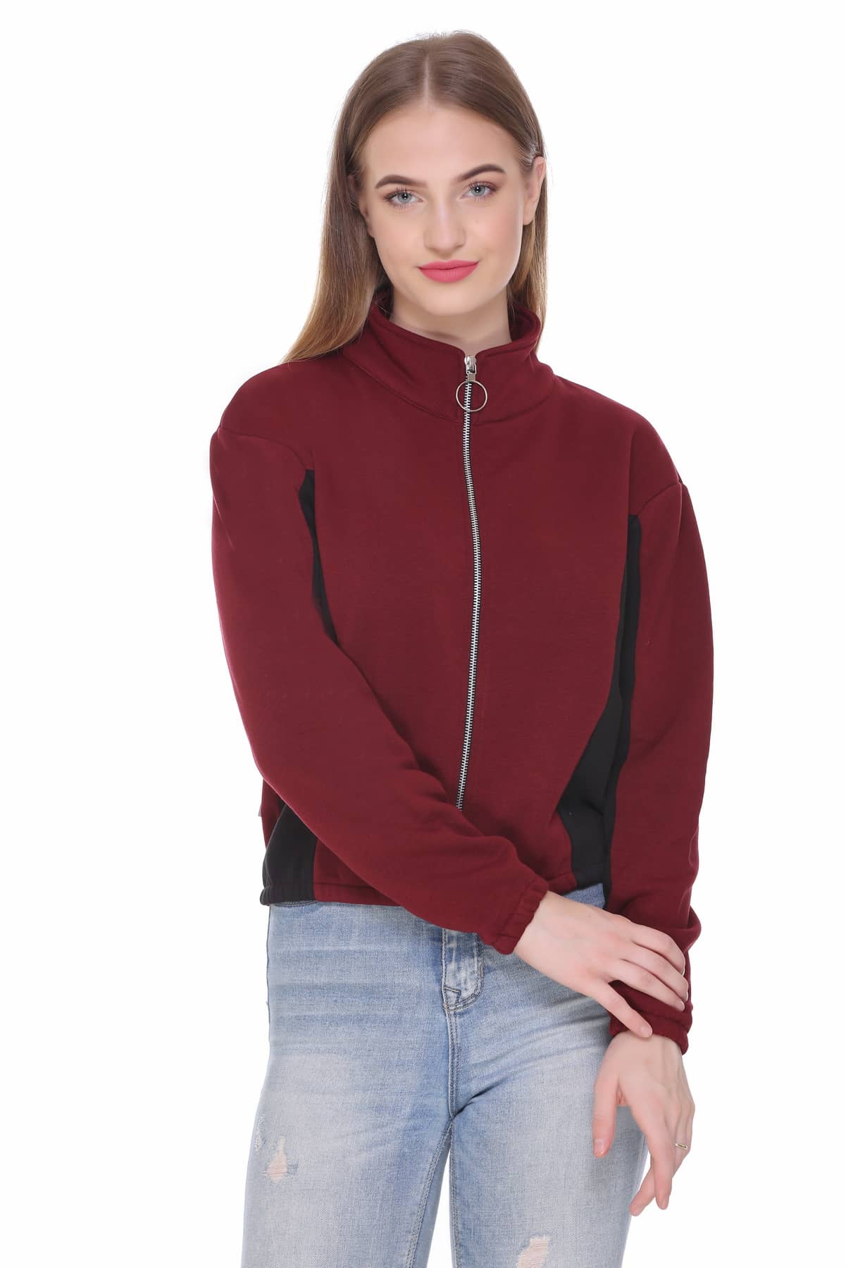 RF RAVES Fleece Peach Zippered Sweatshirt
