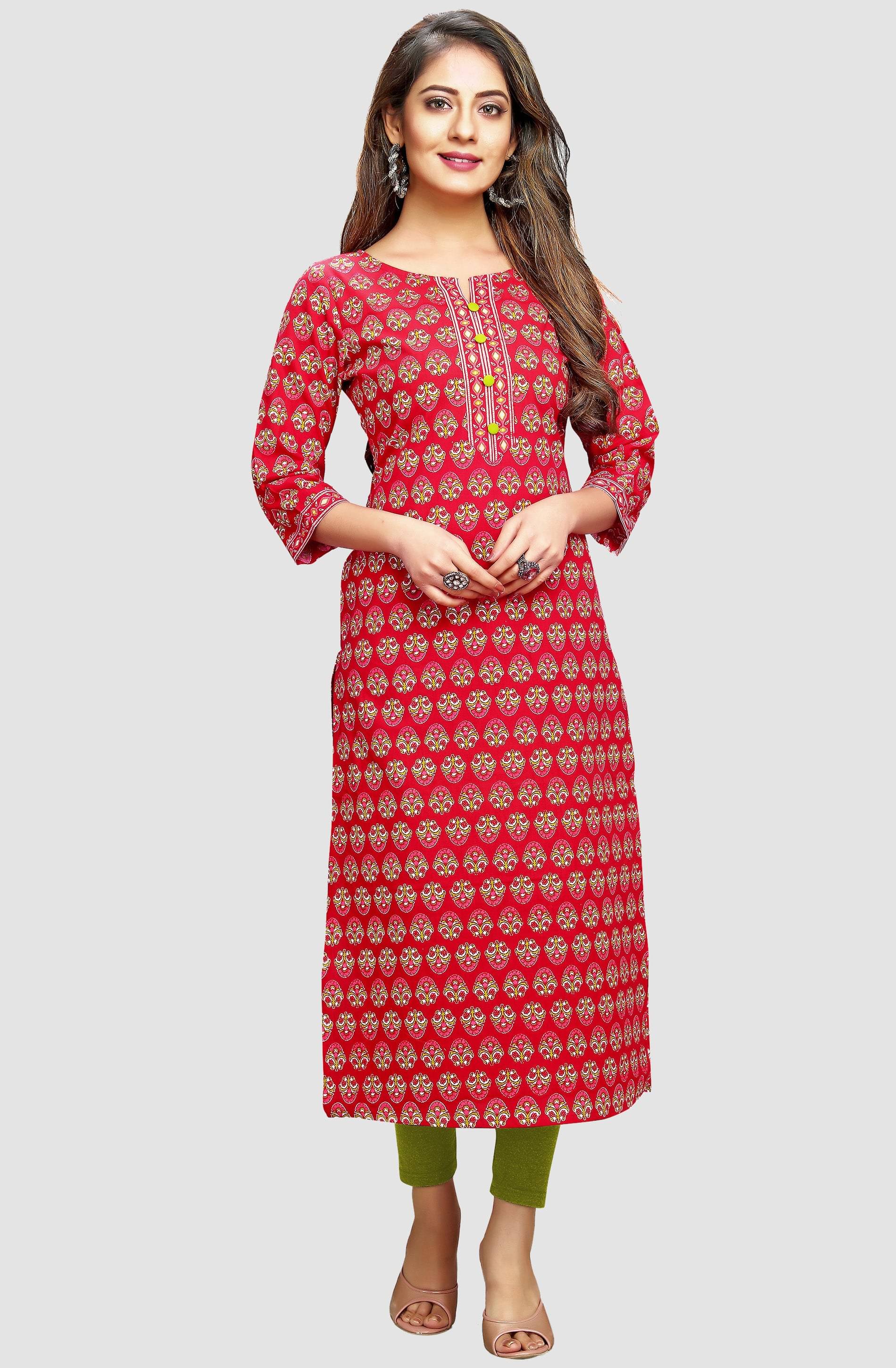 Rajnandini - Multicoloured 100% Cotton Women's Straight Kurti ( Pack of 1 ) Rajnandini - Multicoloured 100% Cotton Women's Straight Kurti ( Pack of 1 )