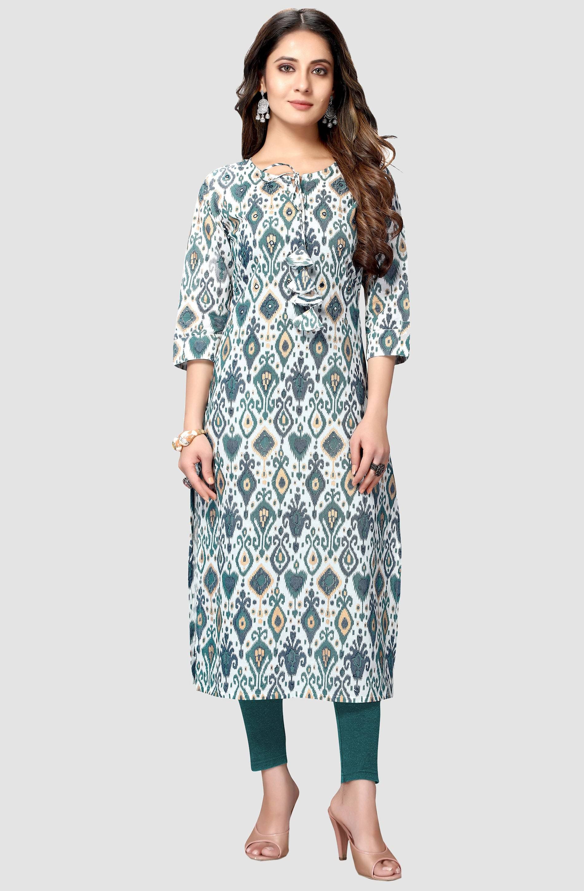 Rajnandini - Multicoloured 100% Cotton Women's Straight Kurti ( Pack of 1 ) Rajnandini - Multicoloured 100% Cotton Women's Straight Kurti ( Pack of 1 )