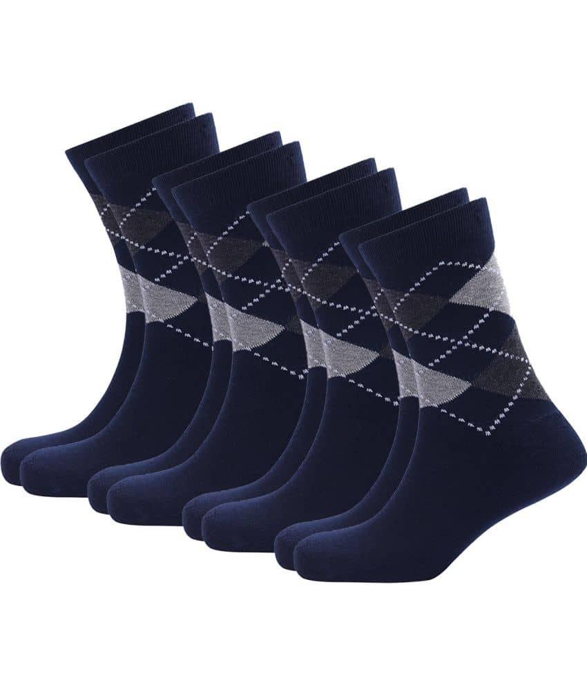 WILDSTUFF - Cotton Men's Self Design Blue Mid Length Socks ( Pack of 4 ) - Socks | Buy online on ZillyBuy