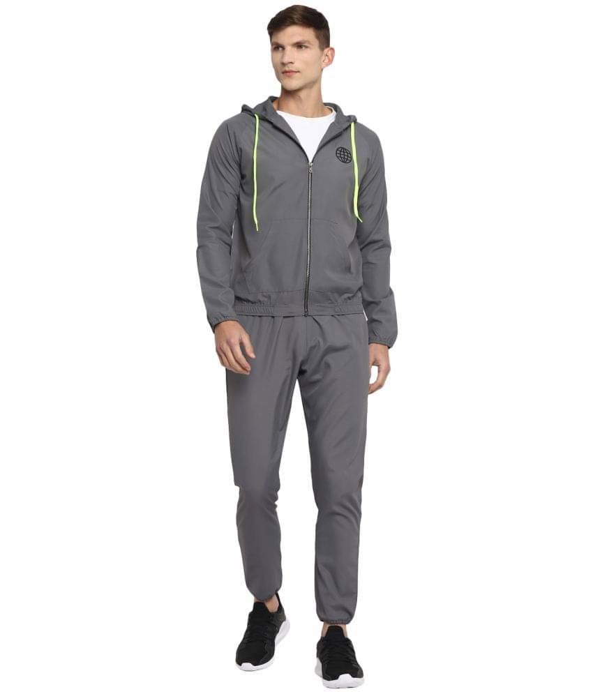 YUUKI - Grey Polyester Regular Fit Solid Men's Sports Tracksuit ( Pack of 1 ) YUUKI - Grey Polyester Regular Fit Solid Men's Sports Tracksuit ( Pack of 1 )