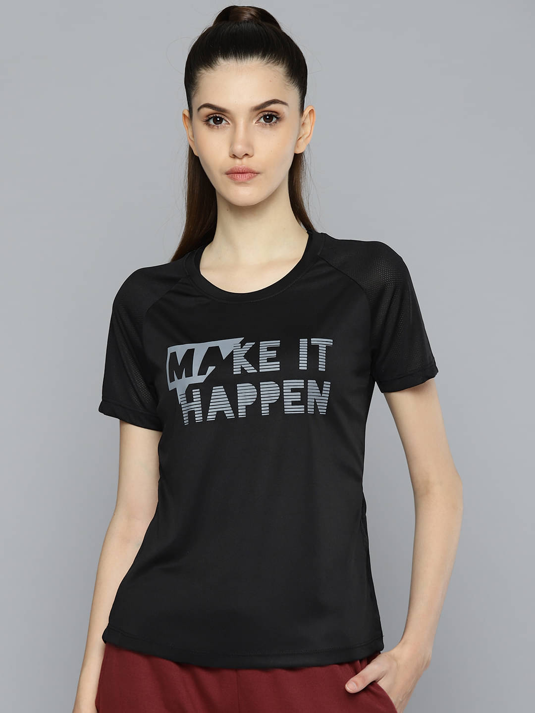     			Alcis Black Polyester Tees - Single