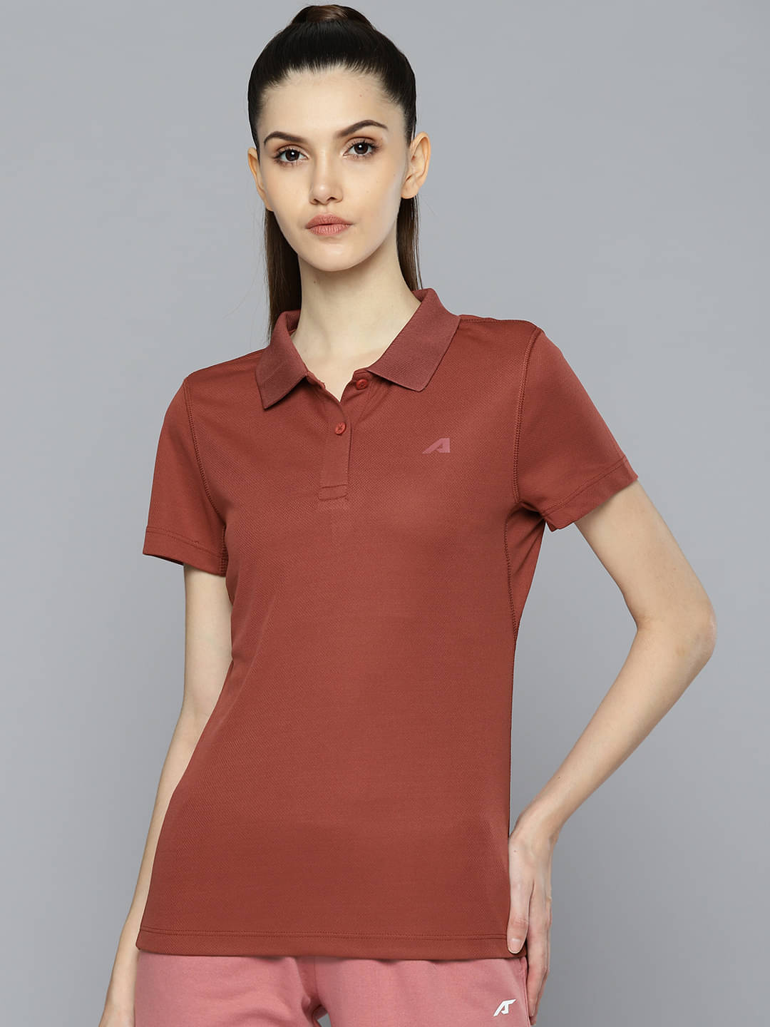     			Alcis Red Polyester Polos - Single