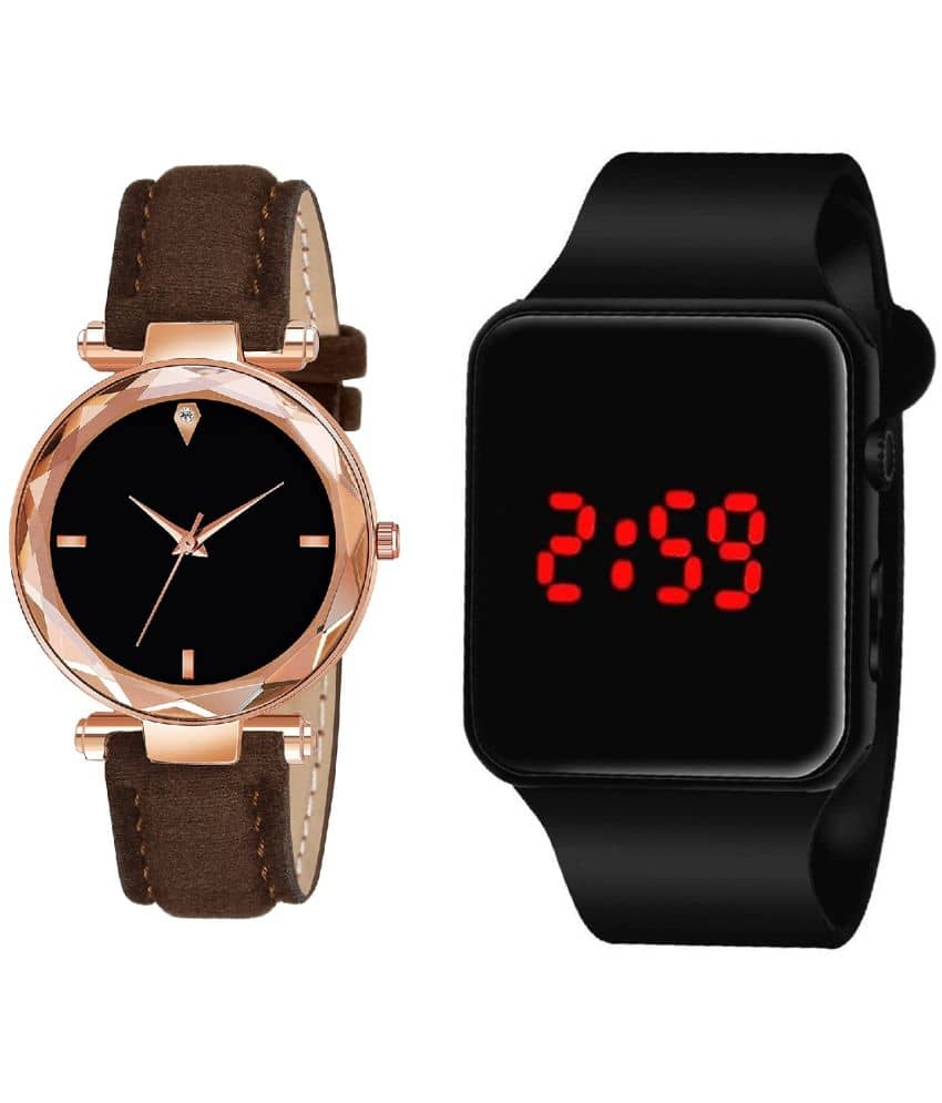 DECLASSE - Brown Leather Analog Couple's Watch