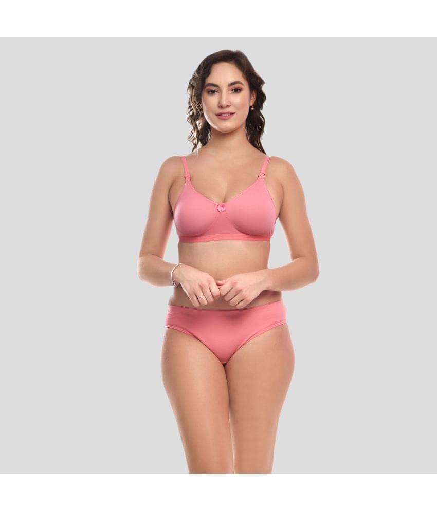     			Elina Cotton Women's Bra & Panty Set ( Pink )