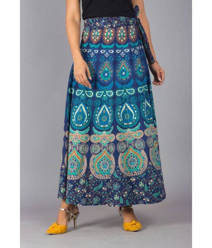     			Frionkandy - Blue Cotton Women's Wrap Skirt ( Pack of 1 )