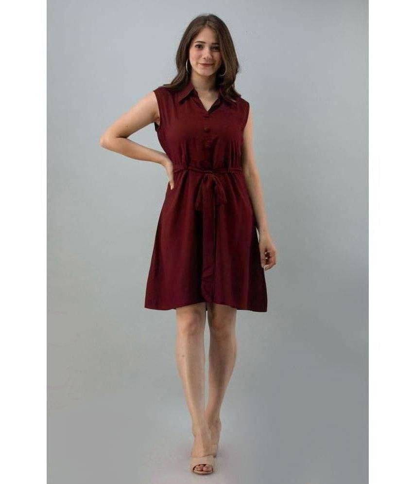    			Frionkandy Women's Rayon Drawstring Top ( Maroon )