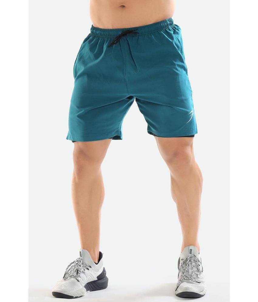 Fuaark - Teal Polyester Lycra Men's Gym Shorts ( Pack of 1 ) Fuaark - Teal Polyester Lycra Men's Gym Shorts ( Pack of 1 )