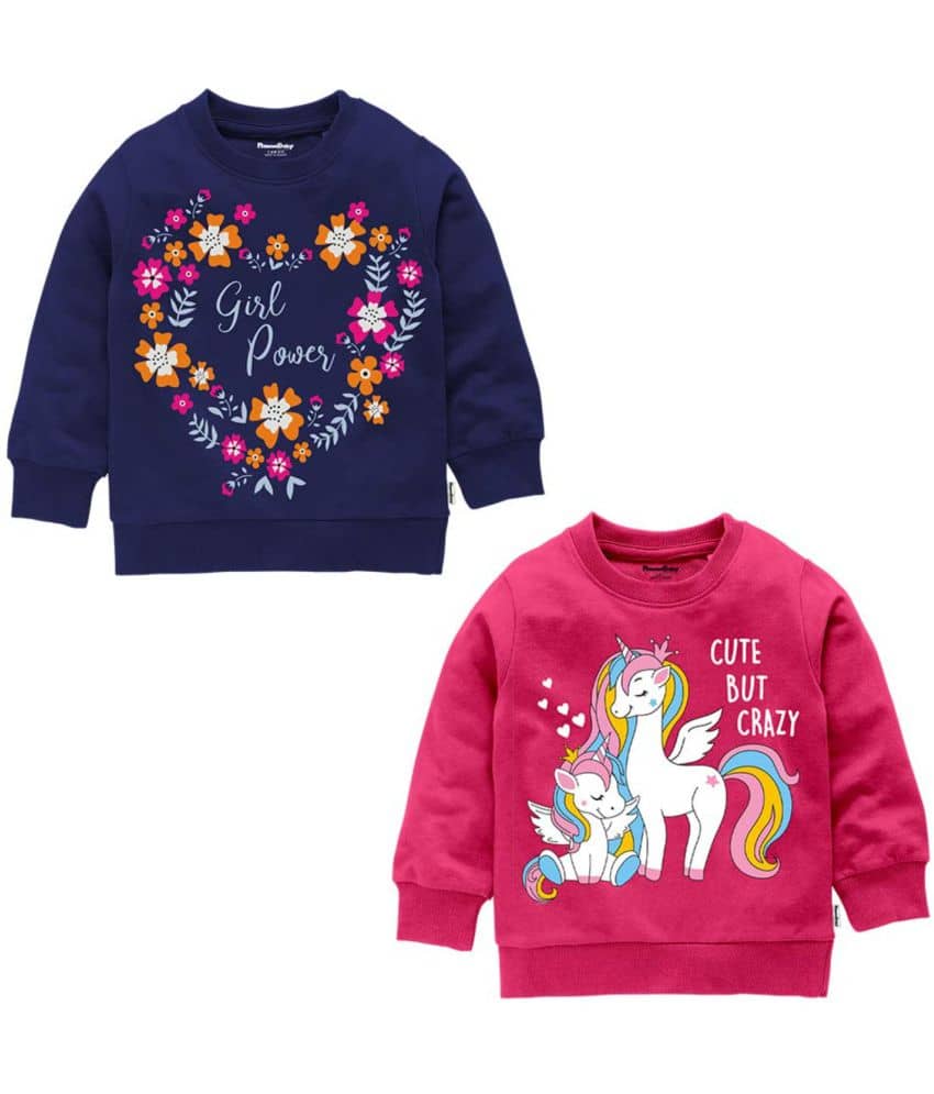 NammaBaby Girls Cotton Blend Sweatshirt ( Multi Color )