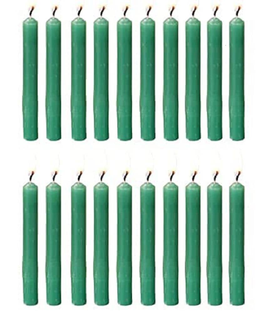 PROSPERRO LUMO - Green Unscented Pillar Candle 10 cm ( Pack of 20 )