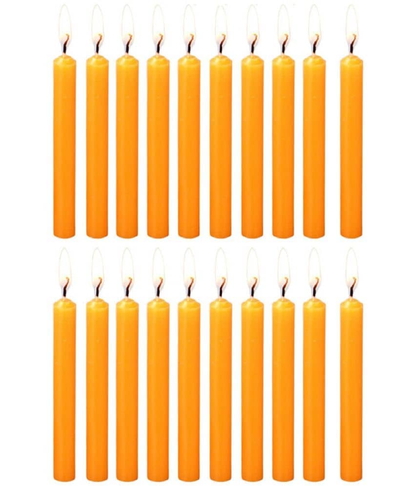 PROSPERRO LUMO - Orange Unscented Pillar Candle 10 cm ( Pack of 20 )
