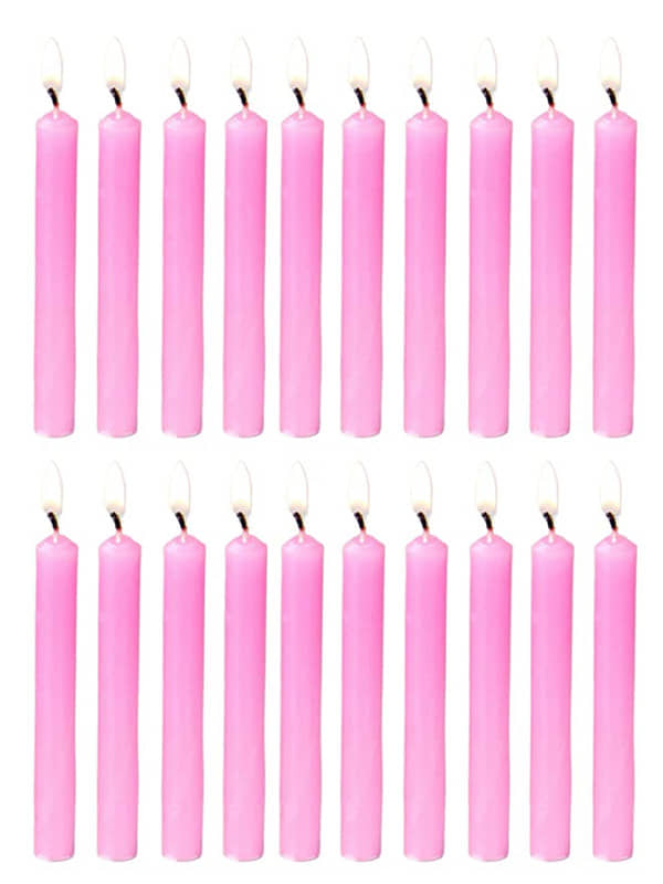 PROSPERRO LUMO - Pink Unscented Tapered Candle 10 cm ( Pack of 20 )