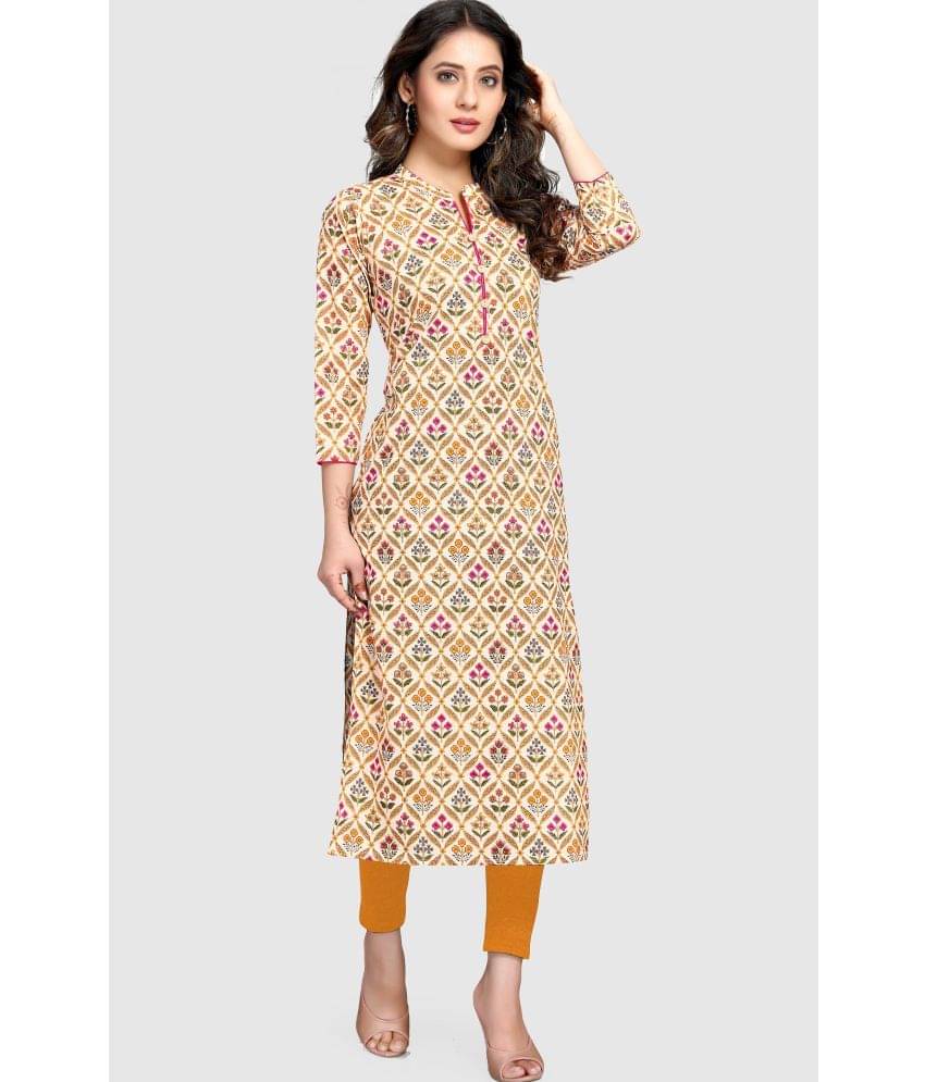 Rajnandini - Beige 100% Cotton Women's Straight Kurti ( Pack of 1 ) Rajnandini - Beige 100% Cotton Women's Straight Kurti ( Pack of 1 )