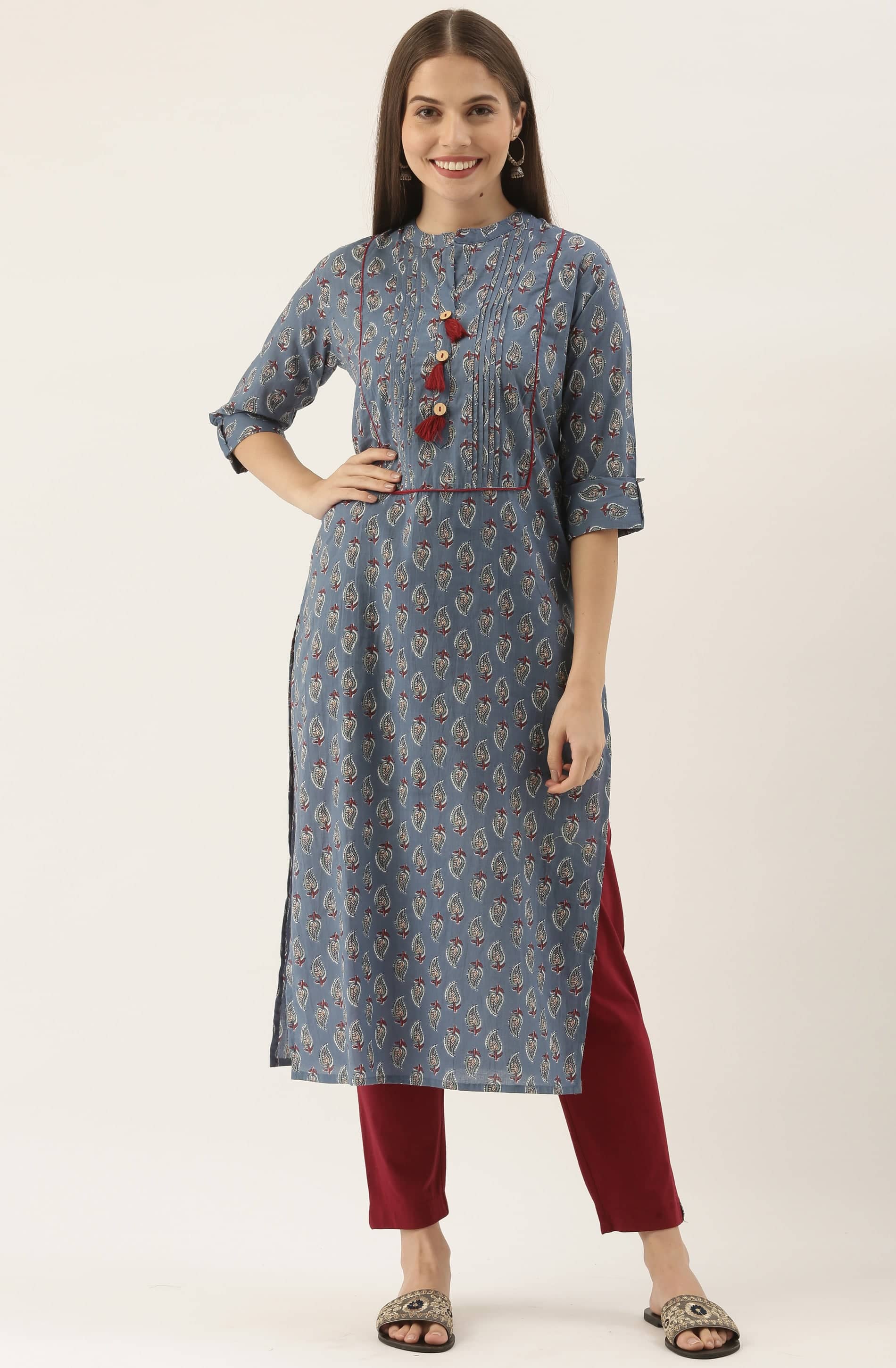 Rajnandini - Blue 100% Cotton Women's Straight Kurti ( Pack of 1 ) - Kurtis, Tunics | Buy online on ZillyBuy
