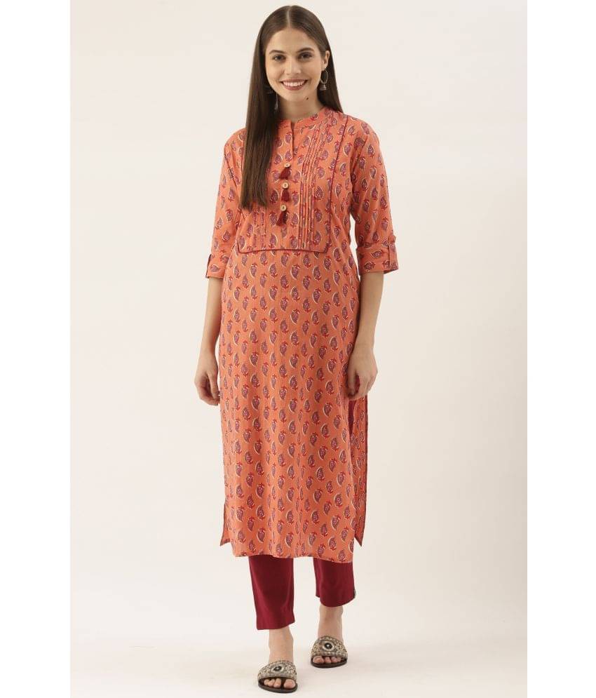 Rajnandini - Orange 100% Cotton Women's Straight Kurti ( Pack of 1 ) Rajnandini - Orange 100% Cotton Women's Straight Kurti ( Pack of 1 )