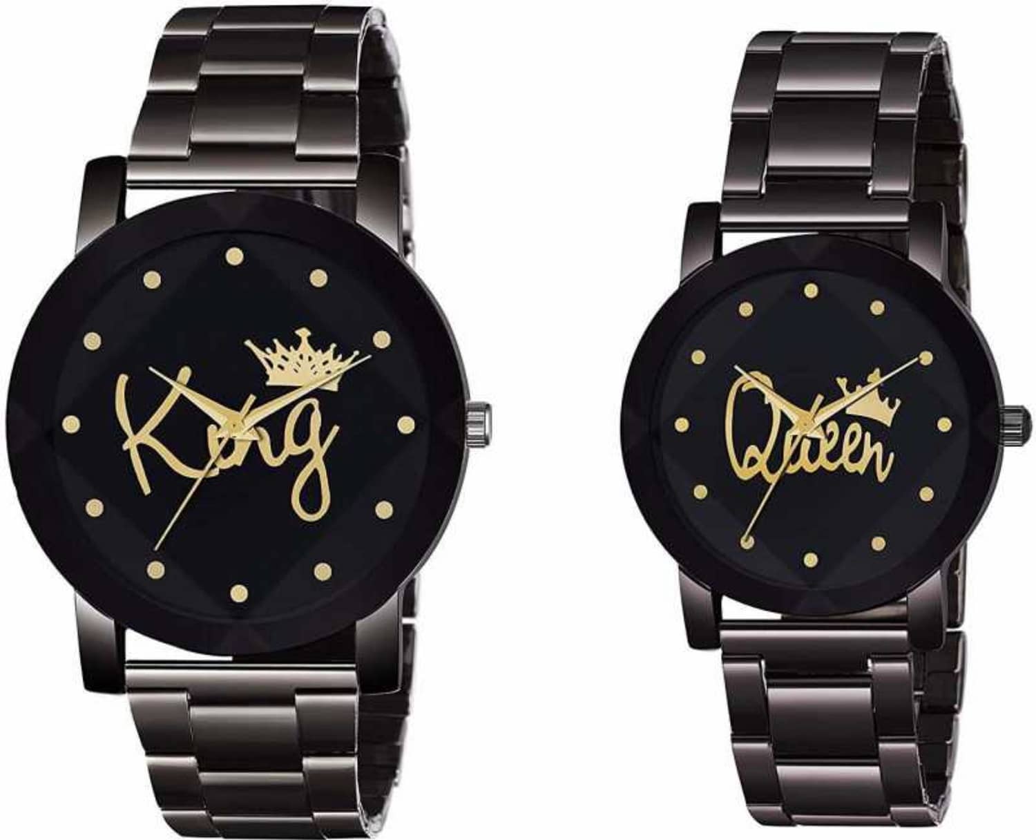 Renaissance Traders - Black Metal Analog Couple's Watch