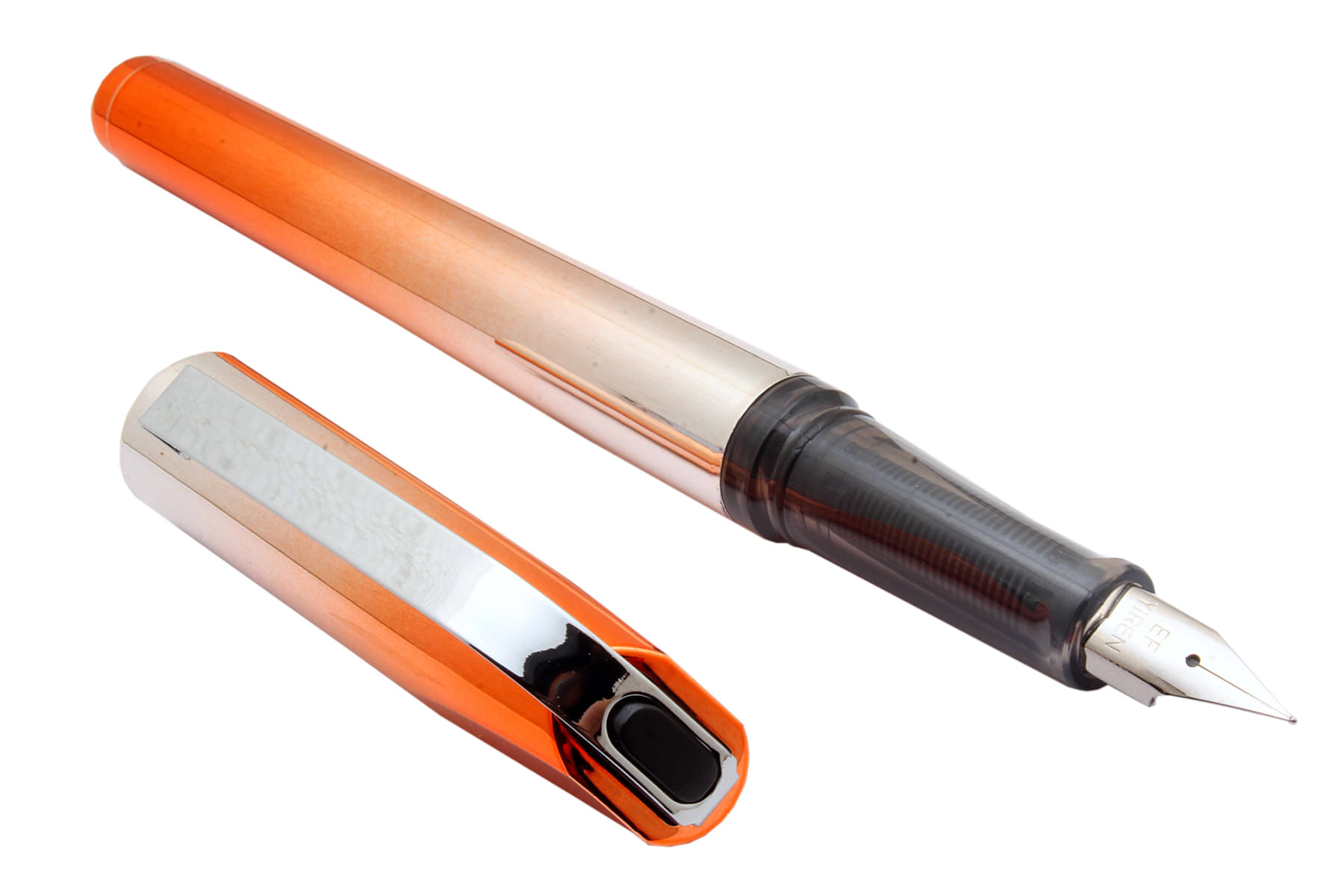     			Srpc Yiren 100 Dual Tone Silver & Orange Fountain Pen With Converter & Cartridges Metal Clip