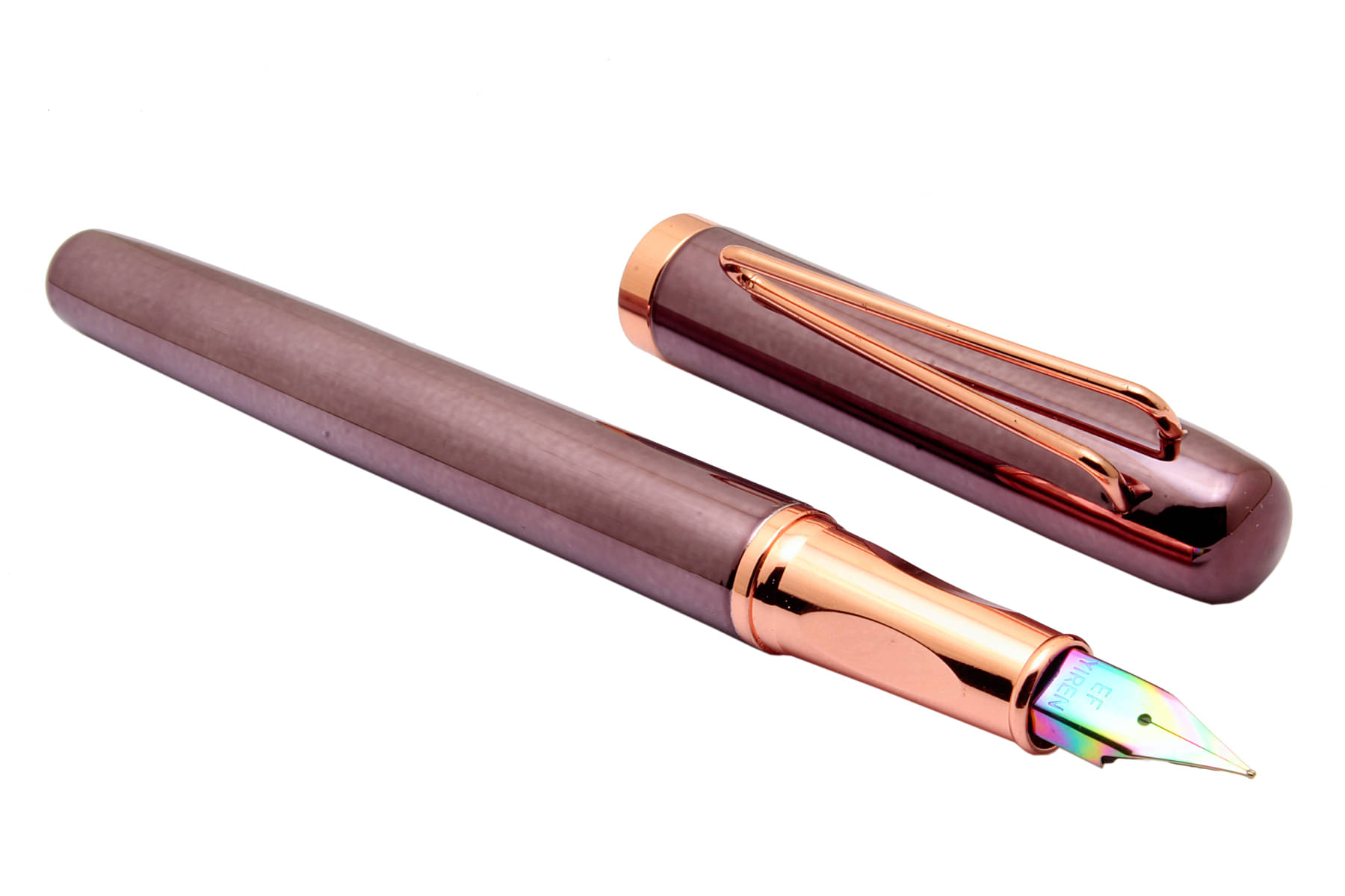     			Srpc Yiren 3725 Metallic Grey With Rose Gold Trims Fountain Pen Rainbow Colored Extra Fine Nib